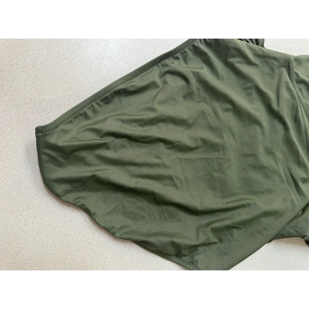 J. Crew Reimagined Olive One Shoulder Swimsuit Sz 12 Quiet Luxury Resortwear